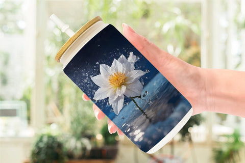 Glass Can Wrap Flower and Water Sublimation artnoy 