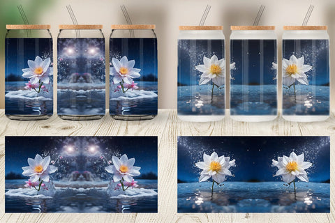 Glass Can Wrap Flower and Water Sublimation artnoy 
