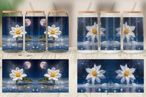 Glass Can Wrap Flower and Water Sublimation artnoy 