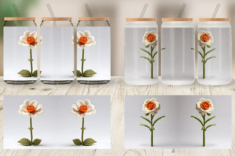 Glass Can Wrap Flower Embroidery Sublimation artnoy 