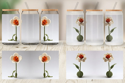 Glass Can Wrap Flower Embroidery Sublimation artnoy 