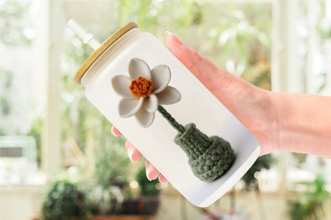 Glass Can Wrap Flower Embroidery Sublimation artnoy 