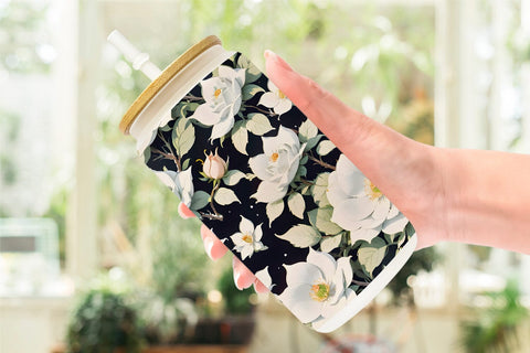 Glass Can Wrap Flower Seamless Pattern Sublimation artnoy 