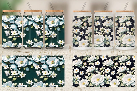 Glass Can Wrap Flower Seamless Pattern Sublimation artnoy 