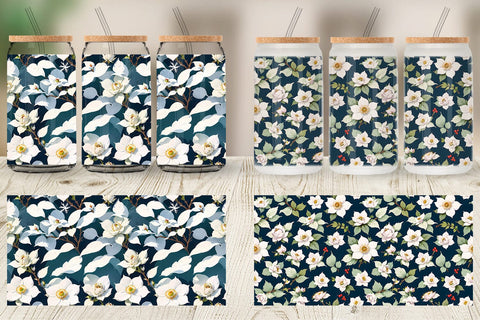 Glass Can Wrap Flower Seamless Pattern Sublimation artnoy 