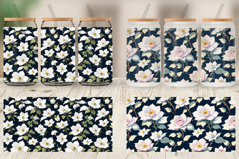 Glass Can Wrap Flower Seamless Pattern Sublimation artnoy 