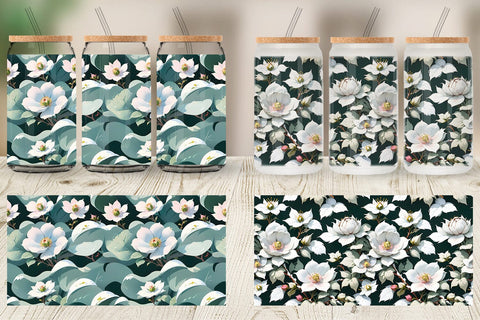 Glass Can Wrap Flower Seamless Pattern Sublimation artnoy 