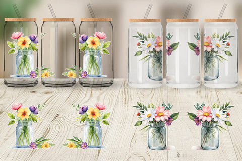 Glass Can Wrap Flowers With Glass Jar Sublimation artnoy 