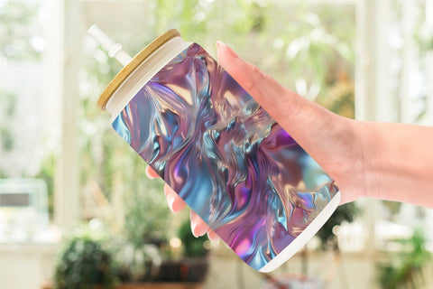Glass Can Wrap Flowy Holographic Sublimation artnoy 