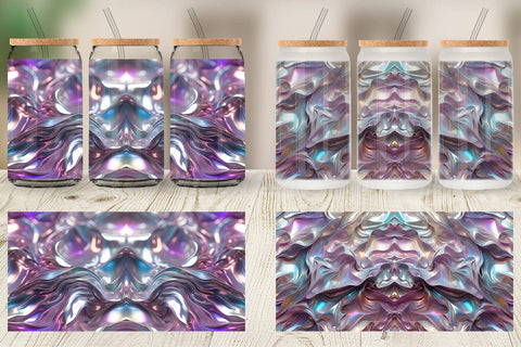 Glass Can Wrap Flowy Holographic Sublimation artnoy 