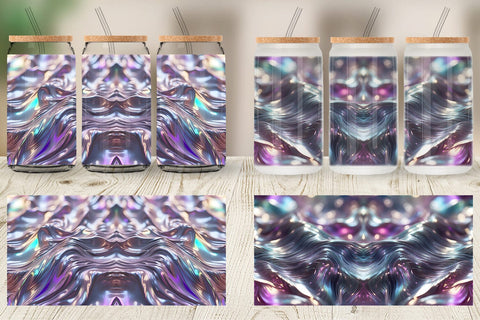 Glass Can Wrap Flowy Holographic Sublimation artnoy 