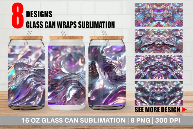 Glass Can Wrap Flowy Holographic Sublimation artnoy 