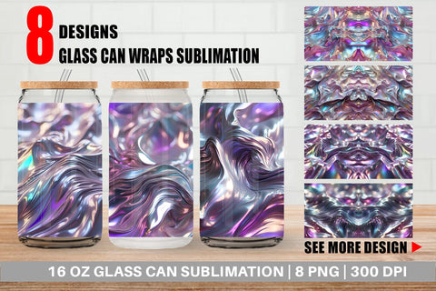 Glass Can Wrap Flowy Holographic Sublimation artnoy 