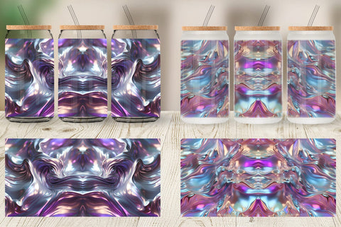Glass Can Wrap Flowy Holographic Sublimation artnoy 