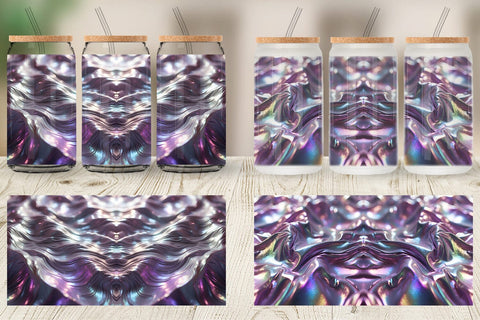 Glass Can Wrap Flowy Holographic Sublimation artnoy 