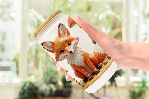 Glass Can Wrap Foxy Autumn Sublimation artnoy 