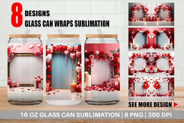 Glass Can Wrap Frame Valentine Sublimation artnoy 