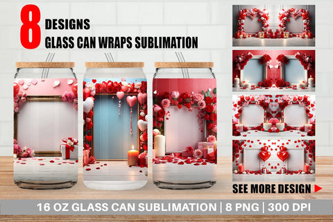 Glass Can Wrap Frame Valentine Sublimation artnoy 