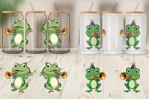 Glass Can Wrap Frog New Year Sublimation artnoy 