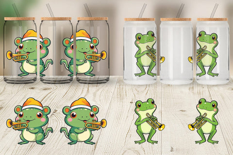 Glass Can Wrap Frog New Year Sublimation artnoy 