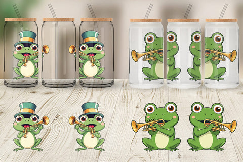 Glass Can Wrap Frog New Year Sublimation artnoy 