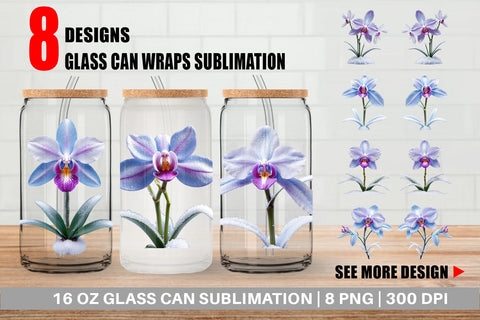 Glass Can Wrap Frosted Orchid Sublimation artnoy 