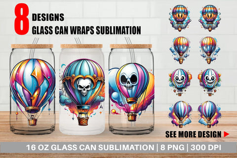 Glass Can Wrap Ghost Air Balloon Sticker Sublimation artnoy 