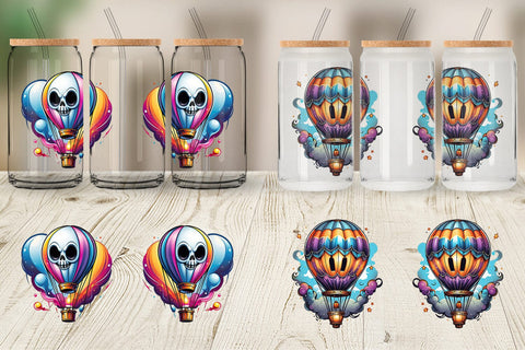 Glass Can Wrap Ghost Air Balloon Sticker Sublimation artnoy 