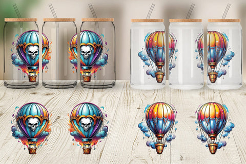 Glass Can Wrap Ghost Air Balloon Sticker Sublimation artnoy 