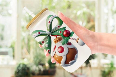 Glass Can Wrap Gingerbread Ornament Sublimation artnoy 