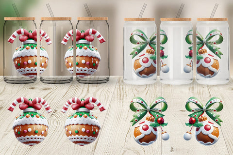 Glass Can Wrap Gingerbread Ornament Sublimation artnoy 