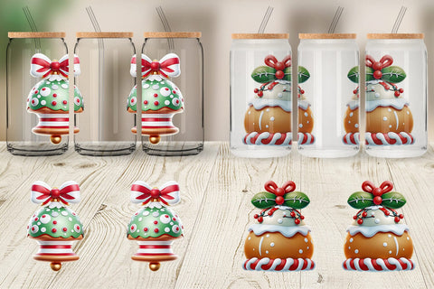 Glass Can Wrap Gingerbread Ornament Sublimation artnoy 