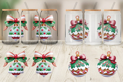 Glass Can Wrap Gingerbread Ornament Sublimation artnoy 