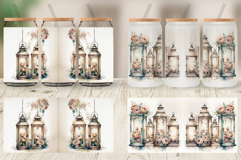 Glass Can Wrap Glass Lantern Sublimation artnoy 