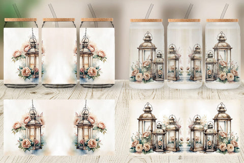 Glass Can Wrap Glass Lantern Sublimation artnoy 