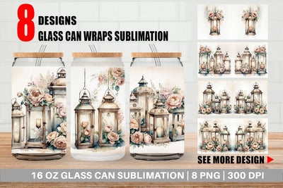 Glass Can Wrap Glass Lantern Sublimation artnoy 