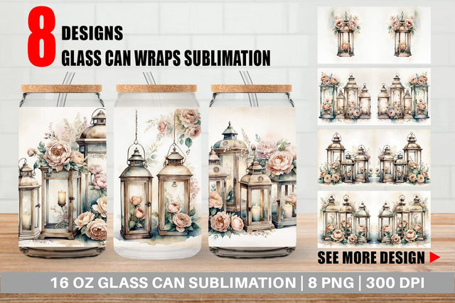 Glass Can Wrap Glass Lantern Sublimation artnoy 