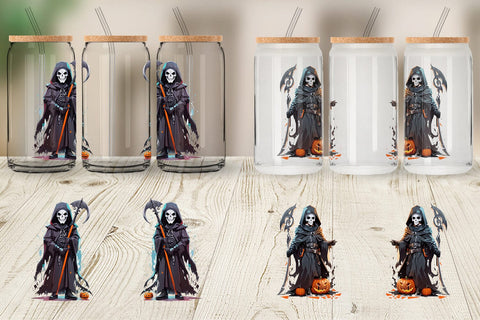 Glass Can Wrap Halloween Grim Reaper Sublimation artnoy 