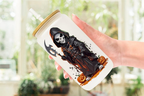 Glass Can Wrap Halloween Grim Reaper Sublimation artnoy 