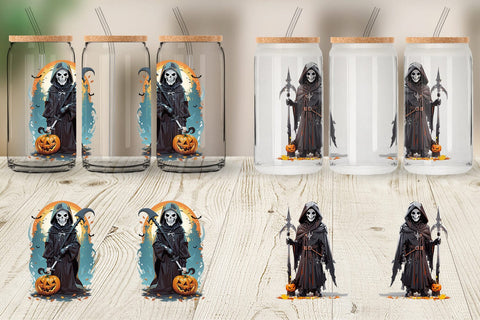 Glass Can Wrap Halloween Grim Reaper Sublimation artnoy 