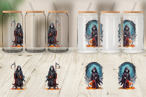 Glass Can Wrap Halloween Grim Reaper Sublimation artnoy 