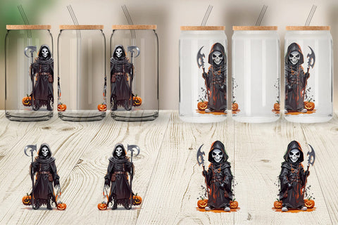 Glass Can Wrap Halloween Grim Reaper Sublimation artnoy 