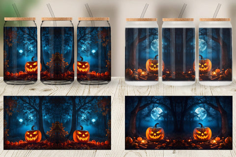 Glass Can Wrap Halloween Jack-O-Lantern Sublimation artnoy 