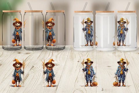 Glass Can Wrap Halloween Scarecrow Sublimation artnoy 