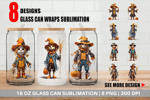 Glass Can Wrap Halloween Scarecrow Sublimation artnoy 
