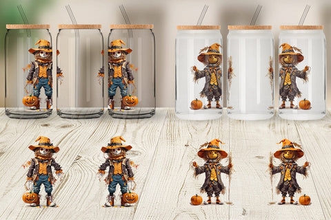 Glass Can Wrap Halloween Scarecrow Sublimation artnoy 