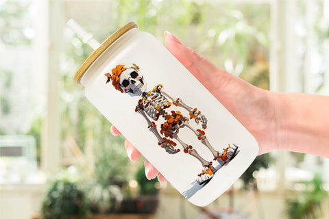 Glass Can Wrap Halloween Skeleton Sublimation artnoy 