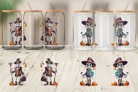 Glass Can Wrap Halloween Skeleton Sublimation artnoy 