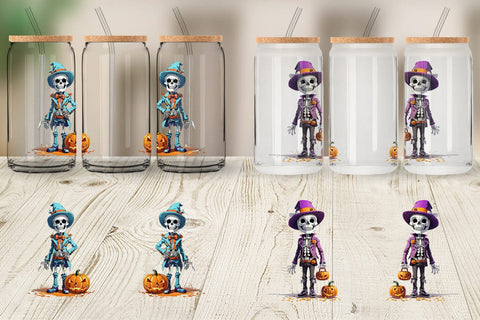 Glass Can Wrap Halloween Skeleton Sublimation artnoy 