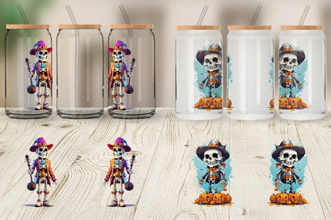 Glass Can Wrap Halloween Skeleton Sublimation artnoy 